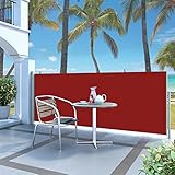 Gecheer Ausziehbare Seitenmarkise,Sichtschutz,Sonnenschutz,Seitenrollo für Balkon,Terrasse,Garten 120x300 cm Rot-4411