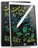 [2 STÜCKE] LCD Schreibtafel 12 Zoll, Genialba Buntes LCD Schreibtablett, LCD Writing Tablet, Elektronischer Tablette, Grafiktablett für Kinderspiele 2 3 4 5 6 7 Jahre Jungen Mädchen (Schwarz&Weiß)