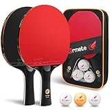 Tischtennis Set, 2 Tischtennisschläger Profi, 3 Tischtennis Bälle und Tragetasche, Ping Pang Set Ideal für Anfänger, Familien und Profis