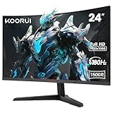 KOORUI 24 Zoll Curved Gaming Monitor, 1ms 180Hz FHD PC Bildschirm 1500R, Adaptive Sync VESA 100x100mm HDMI 2.0/DP 1.2, Schwarz 24E6CA
