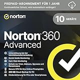 Norton 360 Advanced 2024 | 10 Geräte | Antivirus | Identitätsschutzfunktionen und Support | Secure VPN |1-Jahres-Abonnement mit Verlängerung | PC/Mac/Android/iOS | Aktivierungscode per Email