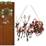 Weihnachts-Rentier-Schlitten-Weihnachtsmann-Ornament – ​​Acryl-Weihnachtsmann Auf Schlitten Mit Rentieren, 2D-Weihnachtsfeiertag-Ornament, Dekorativer Feiertagsakzent Für Zuhause, Tisch, Kaminsims, Fe