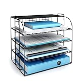 Mindspace Schreibtisch-Organizer mit 4 Ebenen, schwarze Ablagefächer für Schreibtisch, stapelbare Metall-Briefablage, Aktenkorb, Brief-Organizer, Drahtsammlung