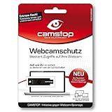 Camstop Webcam-Schutz schwarz - Mit Warnsymbol bei aufgeschobenem Zustand - Die Abdeckung gegen Kamera-Spionage