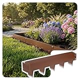 VOUNOT® Rasenkante verzinkt Metall 5m, Robuste Beeteinfassung Beetumrandung Mähkante 106×18 cm, 1,5 mm dick, Steckzaun für Blumenbeete & Garten, 5 Stück, Braun