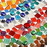 Worown Bunte Polygon Mosaikfliesen, Mini Glas Mosaiksteine für DIY Kunsthandwerk, Wohndekoration, Fotorahmen, Blumentöpfe, Spiegel (ca.240g)