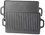 Rosenstein & Söhne Grillplatte Gusseisen: Gusseiserne Wende-Grillplatte für Ofen, Herd & Grill, 46 x 23 cm (Gussgrillplatte, Grillplatte Induktion, Grillspiesse)