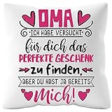 Urhome Kissenbezug mit Spruch Oma 40cm x 40cm Kissen ohne Füllung Dekokissen Weiß Kuschelkissen waschbar Kopfkissen Zierkissen Geschenk zum Geburtstag