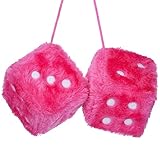 Soleebee Plüschwürfel Ein Paar Aufhängen Auto Hängendes Ornament, Fuzzy Plüsch Würfel Auto Zubehör zum Aufhängen Innenrückspiegel Zubehör von Rückspiegel-Anhänger Auto Innenausstattung (Pink B)