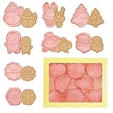 8 STÜCK Weihnachts Ausstecher Kunststoff Stempel Ausstechformen Formen, keksausstecher weihnachten, Ausstecher Ausstechformen Weihnachten Set für Motivtorten Tortendeko Kekse Backen Küche Zubehör