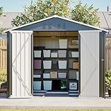 Geräteschuppen Metall 229x180x191cm, Gartenhaus mit Schiebetür und 4 Belüftungen, Abschließbar, Stahl, Schwarz, Inklusive Fundament