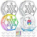 daphomeu 2024 Aktualisierung Unterwasser Licht mit Fernbedienung, 13 LED Kürbis Licht, Wasserdichte RGB Farbwechsel Deko Licht Für Vase, Teich, Whirlpool, Halloween(4 Stück)