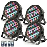 Eyourlife 4 Stück LED Par Strahler, 36 LED 72W Discolicht Partylicht, RGB DMX512 mit Fernbedienung, Bühnenlicht 7 Lichtmodi DJ licht für Party Bar Stage Feste Show [Energieklasse C]