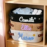 Personalisierter Korb Aus Baumwollseil, Ovaler Aufbewahrungsbehälter Mit Individuellem Namen Für Toilettentank, Gewebter Heimdekor-Organizer Mit Ledergriffen Für Badezimmer, Schlafzimmer