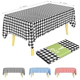 KAshack Rechteckig Kunststoff Einweg Tischdecke -137x183CM Schwarzes-Weiß Kariert Outdoor Tischdecke, wasserdicht Biertisch Tischdecken für Hochzeit, Gartentischdecke