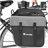 tectake 401616 Gepäckträgertasche für Fahrrad, 35 L, Fahrradtasche für den Gepäckträger, wasserabweisendes PVC, Doppeltasche mit Reflektorstreifen und Tragegriff