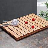 Bambus-Badematte – langlebig, wasserabweisend, rutschfest, rechteckig, Duschmatte für Bad und Küche