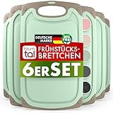 Blumtal Frühstücksbrettchen Kunststoff 25x15 cm im 6er Set - Brettchen spülmaschinenfest - Frühstücksbretter Kunststoff BPA-frei - Schneidebrett spülmaschinenfest - robuste Schneidebretter Grün