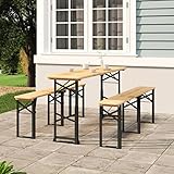 Teenpull Biertisch Klappbar 170x50x75/105 cm Massivholz Tanne, Höhenverstellbar, Robuster Gartentisch für Outdoor-Partys