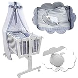 VitaliSpa Babybett, Weiß/Grau, 100 x 54 cm mit Rollen