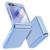 Doeshine für Samsung Galaxy Flip 6/Z Flip 7 FE Hülle [Not for Flip 7] mit Scharnierschutz & Displayschutzfolie, Rutschfester Textur, Hard PC Militär Stoßfest Schutzhülle Rugged Cover (Hellblau)