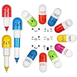 EMAGEREN 24Stück Mini Kapsel Stifte Pillen Kugelschreiber Mini Vitamin Kugelschreiber in Form einer Kapsel Einziehbarer Pillenstift Kreativer Mini-Kugelschreiber für Kinder Studenten Heim-Schule-Büro
