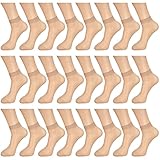 Bencailor 24 Paar Frauen Durchsichtige Söckchen Dünne Transparente Nylon Socken für Damen Mädchen (Nackte Farbe)