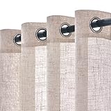 Woaboy Leinen Gardinen Weiß Vorhänge Wohnzimmer Halbtransparent mit Ösen Stores Gardine Leinenoptik Schlafzimmer Modern Ösenvorhang Schlaufengardinen 2er Set 140x225cm (BxH) Weiß