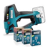 NOVUS TOOLS Akku Tacker J-551 Set inkl. 9.800 Klammern │ Für Flachdrahtklammern 6-14 mm und Nägel 16 mm │ Kompatibel mit 18V Li-Ion CAS Akku │ Ohne Akku und Ladegerät │ Profi-Tacker für Holz
