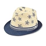 Sterntaler Strohhut für Jungen mit gestreiftem Band und Schildkröten-Motiv, Alter: ab 12-18 Monate, Größe: 49, Beige (Sand)/Marineblau