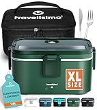 TRAVELISIMO XXL Elektrische Lunchbox Extra groß 1,8L Electric Lunch Box 80W, Warmhaltebox 3-in-1 Lunch Box Warmer 12V/24V/220V, für Arbeit Auto Lkw Lunchbox Elektrisch & Aufwärmbehälter Für Essen