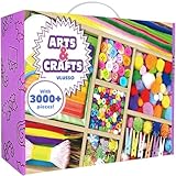 3000 Stück Bastelset Kinder DIY Kunsthandwerk Basteln Bastelkoffer Bastelbedarf Material Set mit Pfeifenreiniger Kulleraugen Kreativ Scrapbooking Bastelbox für Mädchen Jungen 4 5 6 7 8 Jahre Geschenk