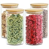 Praknu Vorratsgläser mit Deckel 4er Set - Luftdicht - 1,2 L - Spülmaschinenfest - 8 Dichtungen