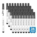 maxtek Whiteboard Marker, 36 Whiteboard Stifte Abwischbar, Rundspitze, ca. 2mm Linienbreite, Trocken und Rückstandsfrei Abwischbar von Whiteboards, Hohe Qualität, Schwarz