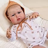 YIHANGG 60cm Babypuppen Wie Echt Junge 24 Zoll Lebensecht Reborn Baby Puppe mit Offenen Augen und Mund Geburtstag Weihnachten Geschenk