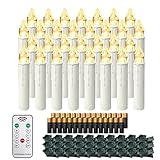 AufuN 30x LED Weihnachtsbaumkerzen Kabellos Warmweiß mit Batterien, Fernbedienung, Timer Flackern Dimmbar, Christbaumkerzen als Dekoration für Weihnachten, Weihnachtsbaum, Party