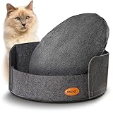 Katzenbett - Aus Nachhaltigem Filz - Mit Kissen Waschbar - Weich & Rund - rutschfest - Katzenkörbchen für Katzen und Kleine Hunde (Dunkelgrau)