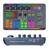 USB Audio Interface, DJ Mischer, Gaming Audio Mixer mit Sprachwechsler, Audio-Mischpulte, Streaming Audio Mixer, Bluetooth Sound Mixer Board für Gitarristen, Sänger, Podcast, Aufnahme, Gesang, Gaming