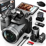 NBD Digitalkamera, Videokamera 4K 48 MP mit Autofokus, 16-facher Digitalzoom, 180-Grad-Display, drehbar 3,0 Zoll, Weitwinkelobjektiv und Makro, Speicherkarte 32 G S205
