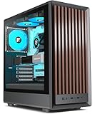FOIFKIN M1 PC Gehäuse - Holz-Walnuss-Front, vorinstallierter 4 PWM ARGB-Lüfter, ATX Mid-Tower Gaming-PC-Gehäuse, mit Typ-C,Schwarz (Schwarz, M1)