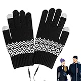 Beheizte Handschuhe Herren Wiederaufladbare Beheizbare Handschuhe | Vollfinger Beheizte Touchscreen Handschuhe Gestrickte Heizhandschuhe - Laptop Handschuhe, Waschbare Abnehmbare Handwärmer, für,