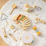 ROBOTIME Holz-Musikinstrumente Set für Babys, Niedliche Percussion-Spielzeuge für Kleinkinder, Xylophon, Rasseln, Tamburin und mehr – Pädagogisches Montessori Klangspielzeug für Kinder ab 3 Jahren