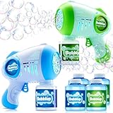 JOYIN 2 Kinder-Seifenblasenpistolen mit 4 Flaschen Lösung, 8 Löchern für Kinder, Erwachsene, Sommerspielzeug, Osterkorb-Füllungen, Geburtstagsgeschenk, Partygeschenke