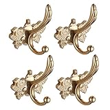 Kleiderhaken für die Wand, Zinklegierung, geprägt, Kleiderhaken, Einzelhaken, Tür, Wohnzimmer, Schlafzimmer, Kleidung, Handtasche, Schlüsselhaken, Retro-Wandgarderobe, Kleider- und Huthaken, 4er-Pac