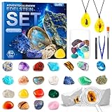 Adventskalender 2024 für Kinder, Excavation Set for Children, Natural Gemstones and Crystals, Mineral Stones for Children from 6 7 8 9 10-12 Years