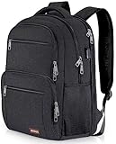 BIKROD Rucksack Herren Damen, Schulrucksack Jungen Teenager, Wasserdicht Arbeit 15.6 Zoll Laptop mit USB Ladeanschluss, Reisen Wandern Backpack mit Anti Diebstahl Tasche, Schwarz Daypack, 20-35 L