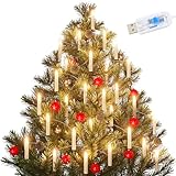 SHYOSUCCE 20er LED Weihnachtskerzen, Dimmbar Weihnachtsbaum Kerzen mit Fernbedienung, Warmweiß Lichterkette Kerzen für Weihnachtsdeko, Hochzeit, Geburtstags, Party