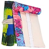Gogogmee 2 STK. Teiliges Canvas Rollmäppchen mit Fächern Baumwolle Robustes Federmäppchen mit Ahornblatt Design Leicht Aufrollbar für Schule Kunst und Zeichnung Praktisches Stiftemäppchen