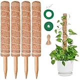 4 Stück 40CM Moosstab Monstera, SproutMaven Verlängerba Monstera Rankhilfe für Pflanzen, Kokos Pflanzenstab Monstera Moss Pole für Garten Kletterpflanzen Zimmerpflanzen