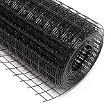 Wiltec Maschendrahtzaun Schwarz 1x10 m 100 cm Höhe 1,6 mm Stärke 25x25 mm Maschengröße, Volierendraht 4-Eck aus Stahl verzinkt, Drahtgitter, Vogeldraht